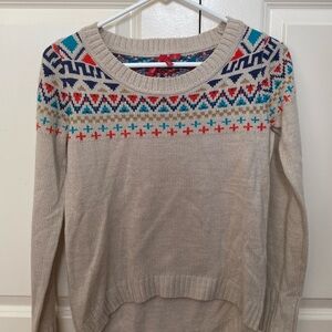 Red Camel Fair Isle Knit Sweater Size S High Low Hem